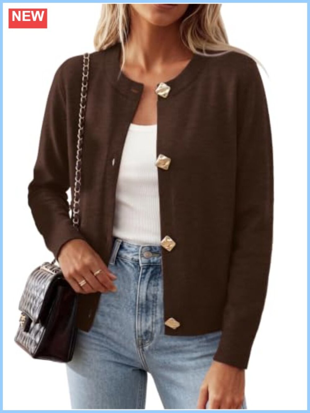 Lightweight Cardigan Sweater Metal Buttons Soft Knit Layering Y2K Fall